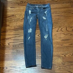 Victoria's Secret Dark Blue Distressed Skinny Jeans